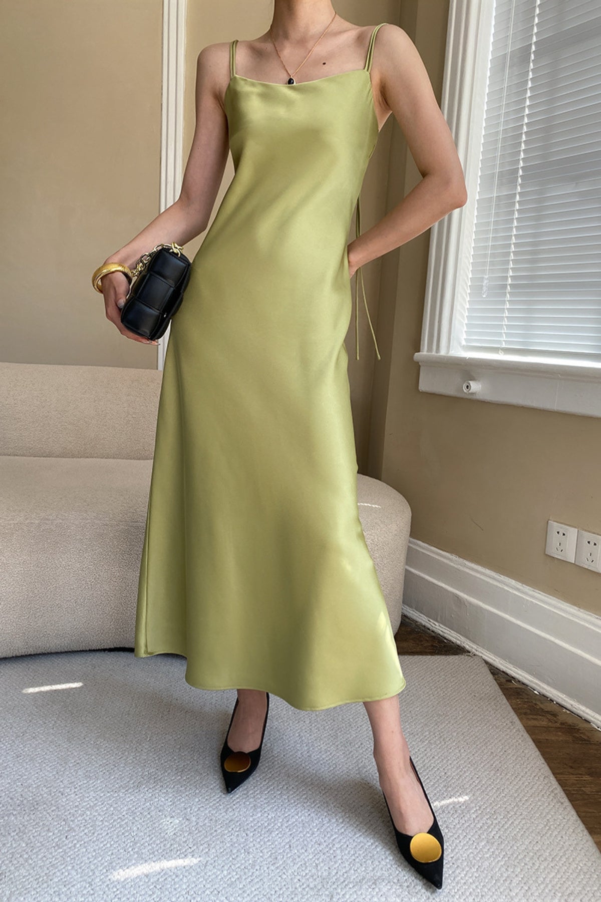 MV Satin Drape Suspender Dress