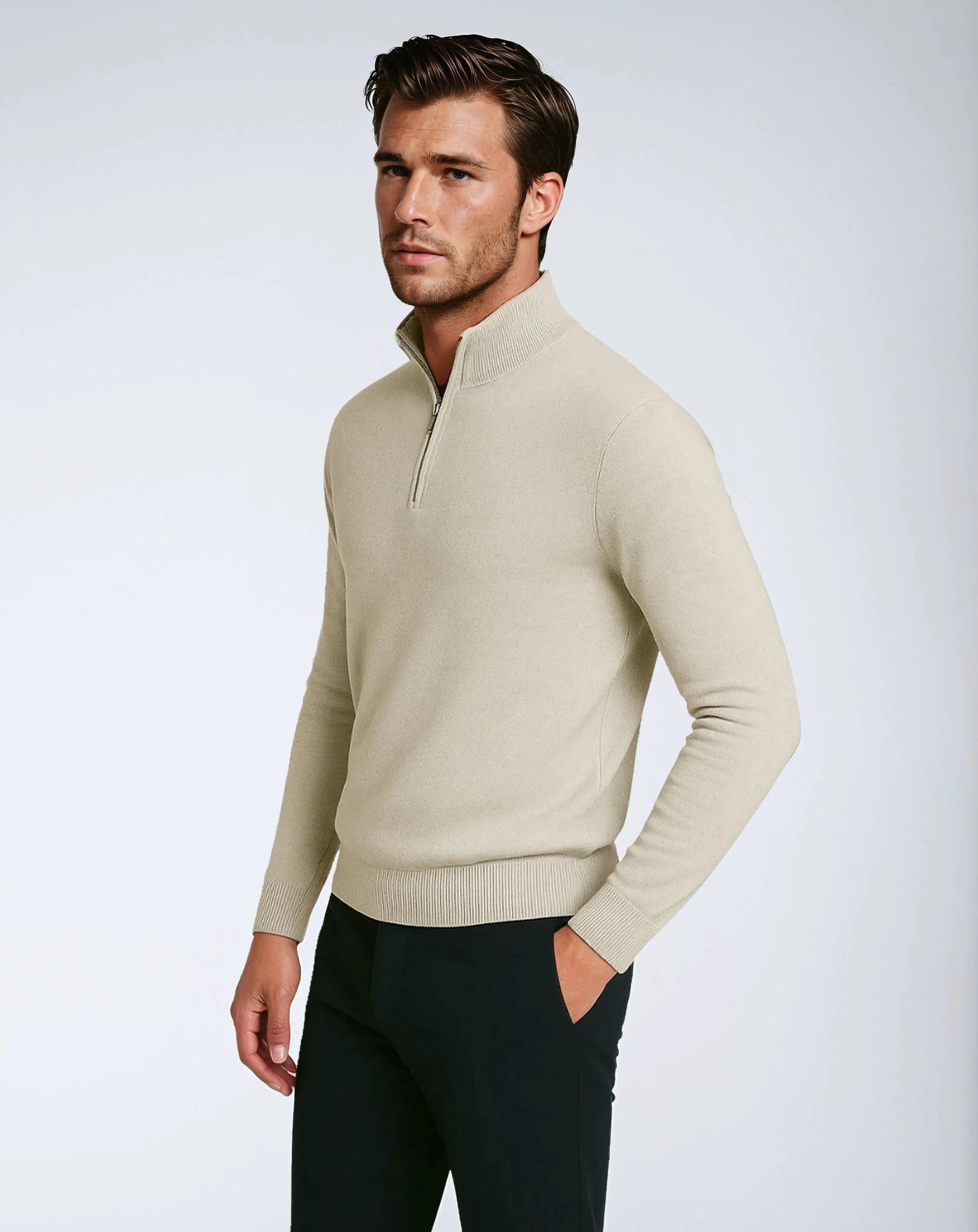 Fine-Knit Half-Zip Sweater – New Classic Edition