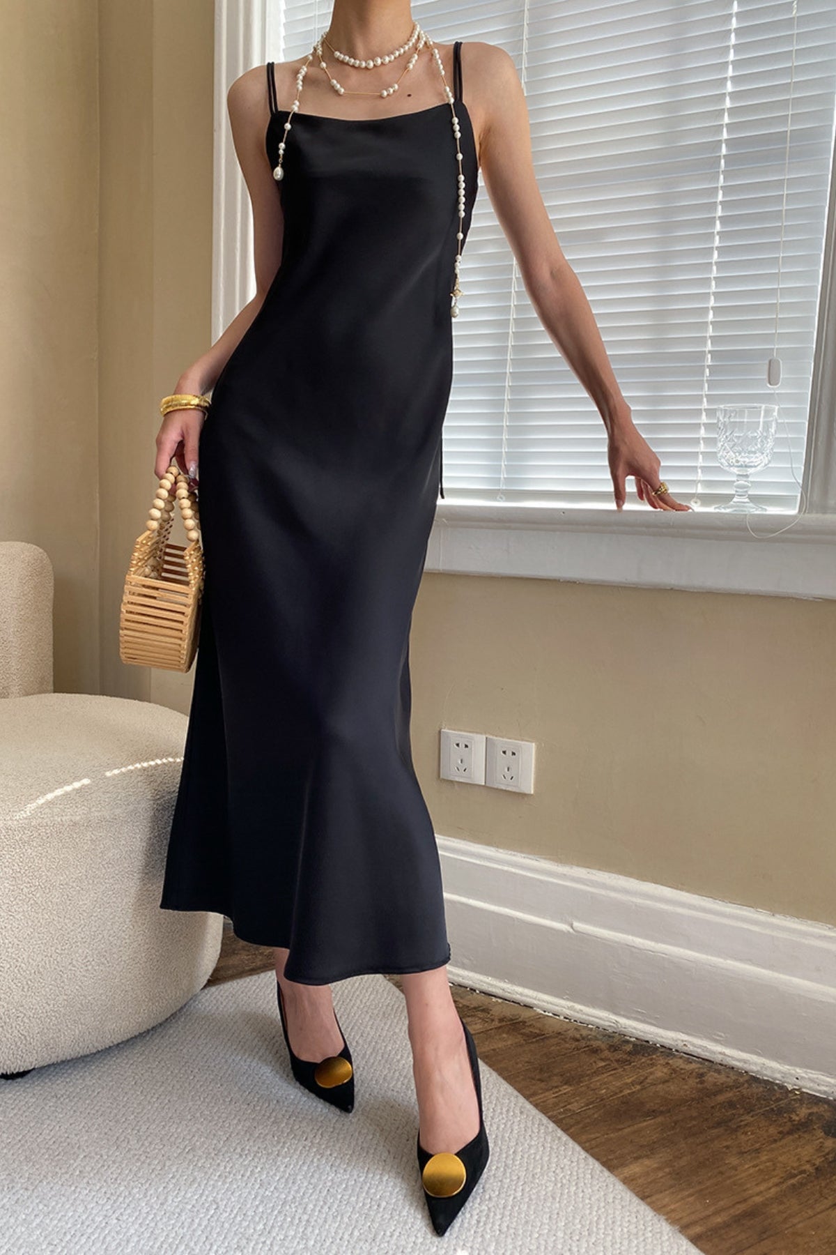 MV Satin Drape Suspender Dress