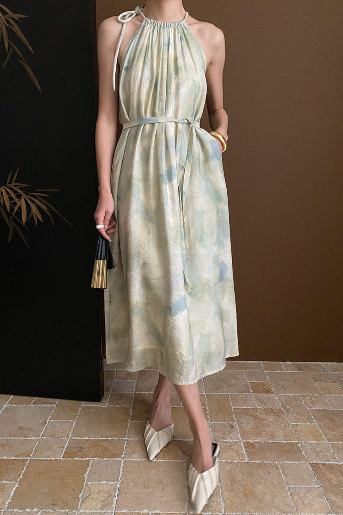 MV Oil Painting Halter Neck Dress