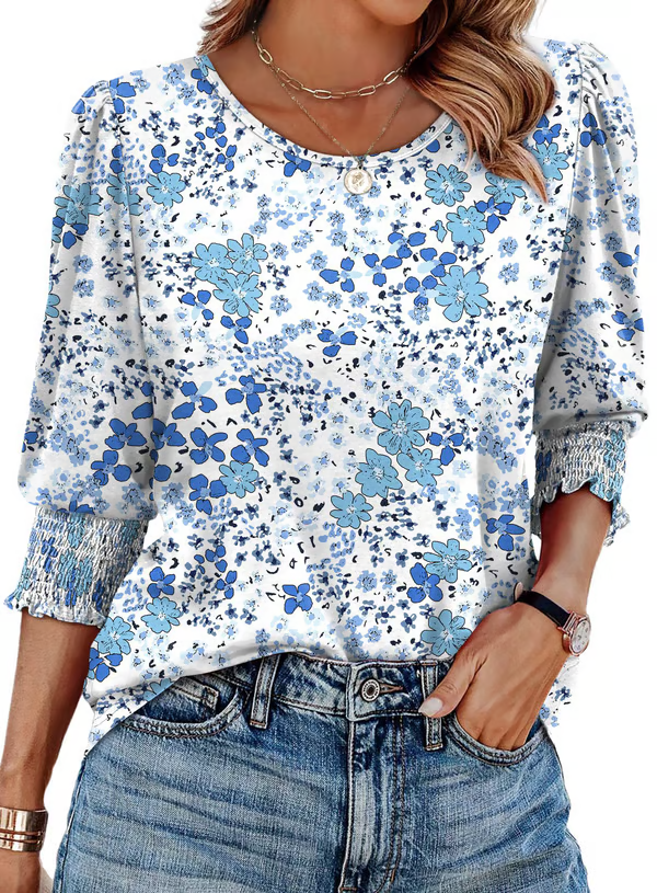 Printed Long Sleeve Blouse with Relaxed Everyday Fit