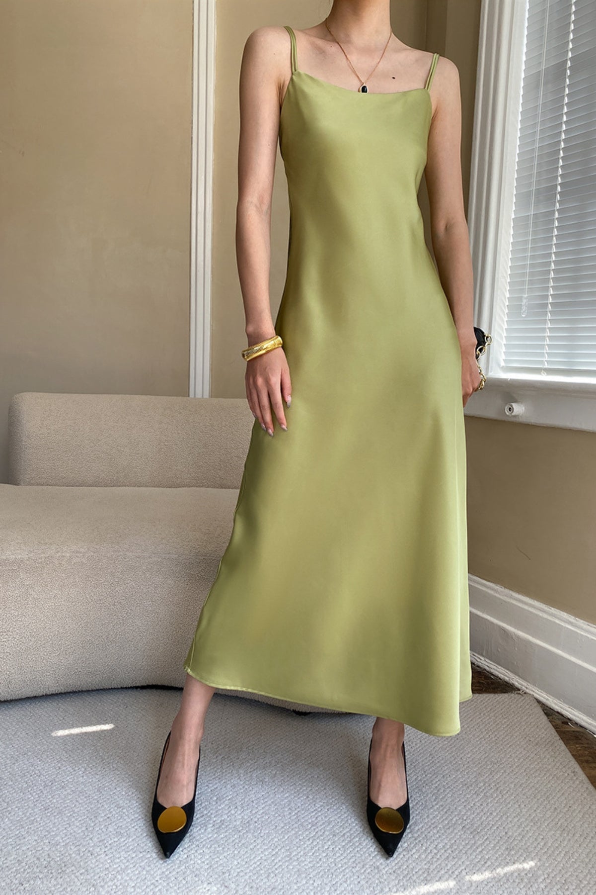 MV Satin Drape Suspender Dress