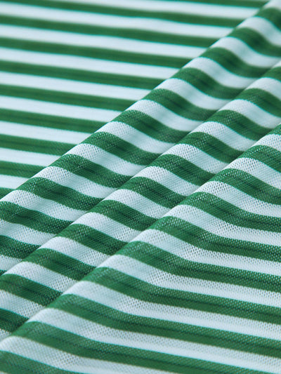 Stripe Bikini Set With Cover Up Skirt