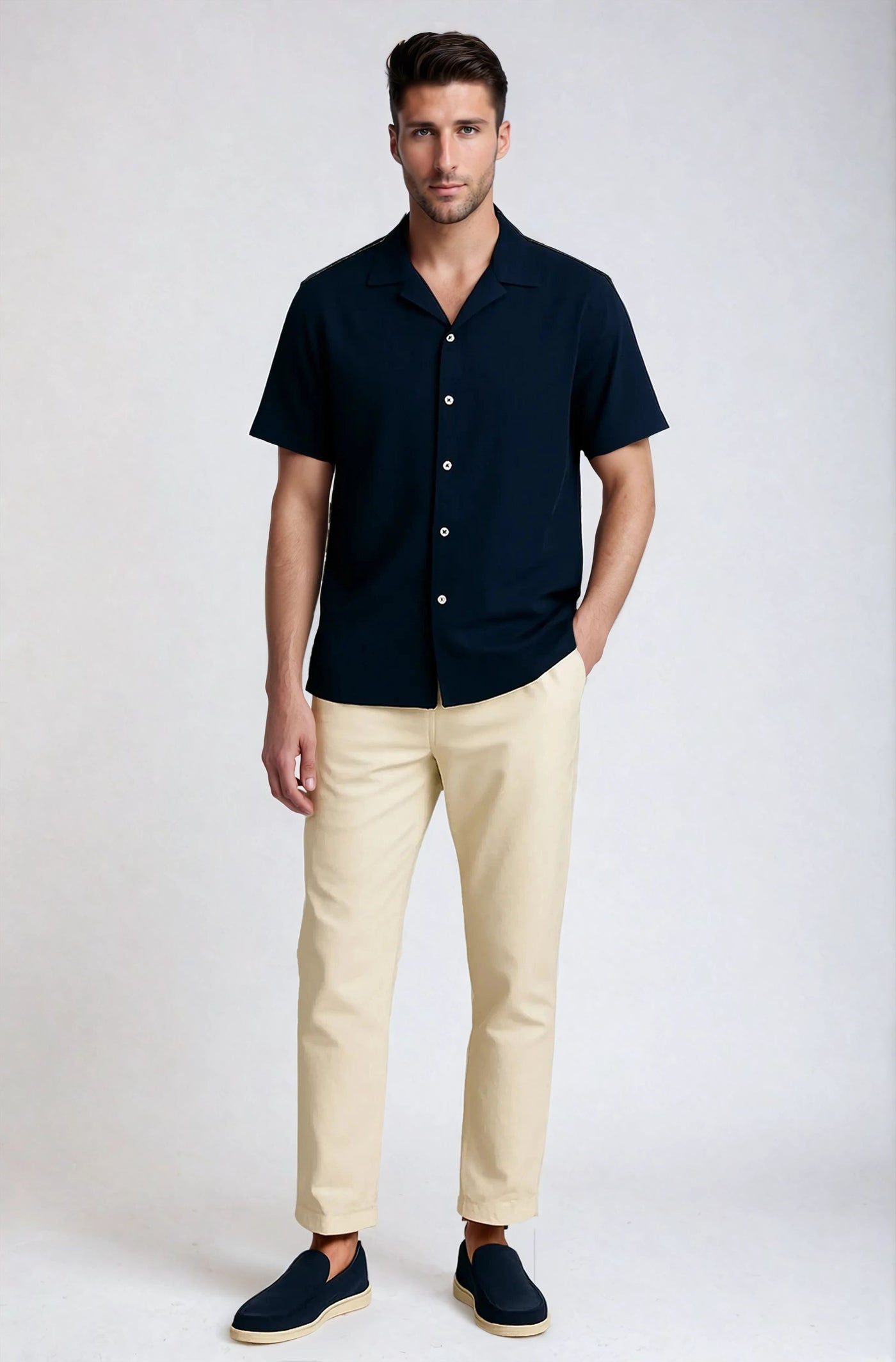 Set Of Cotton T-shirt And Pants With Adjustable Drawstring