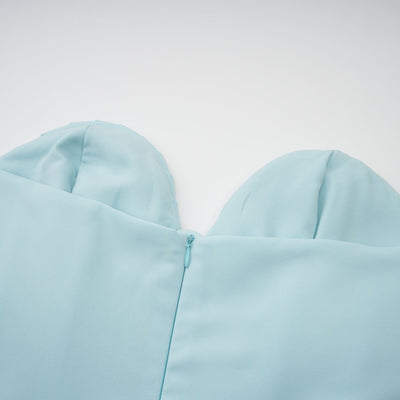 Carlotta blue pleated corset maxi dress