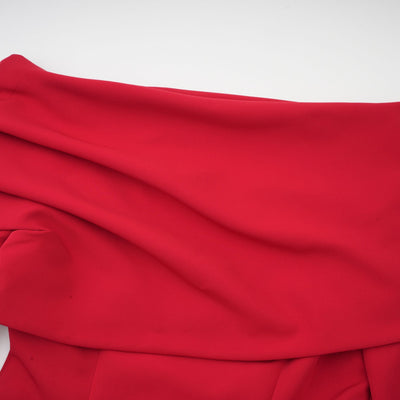 Valentine Red Pleated Maxi Dress with High Slit