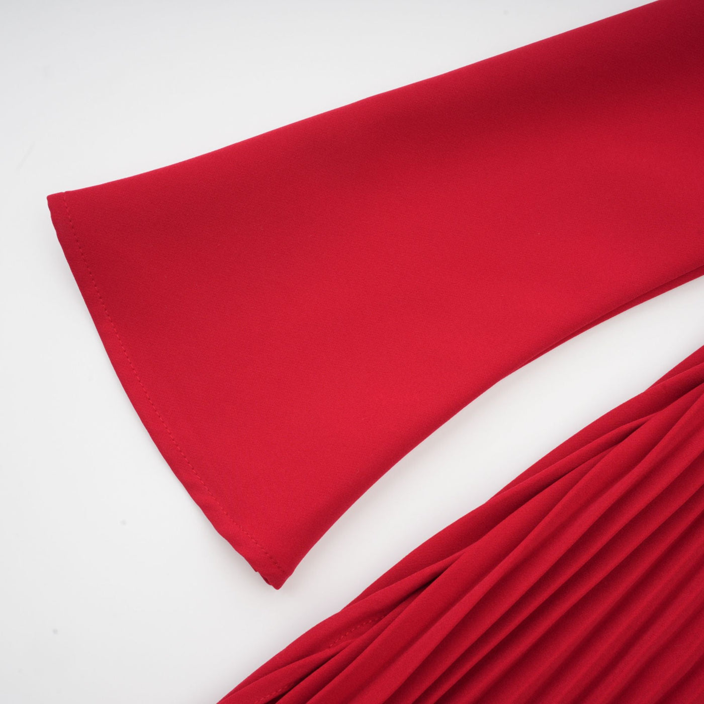 Valentine Red Pleated Maxi Dress with High Slit