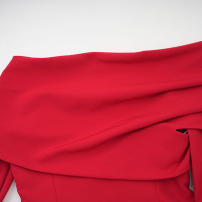 Valentine Red Pleated Maxi Dress with High Slit
