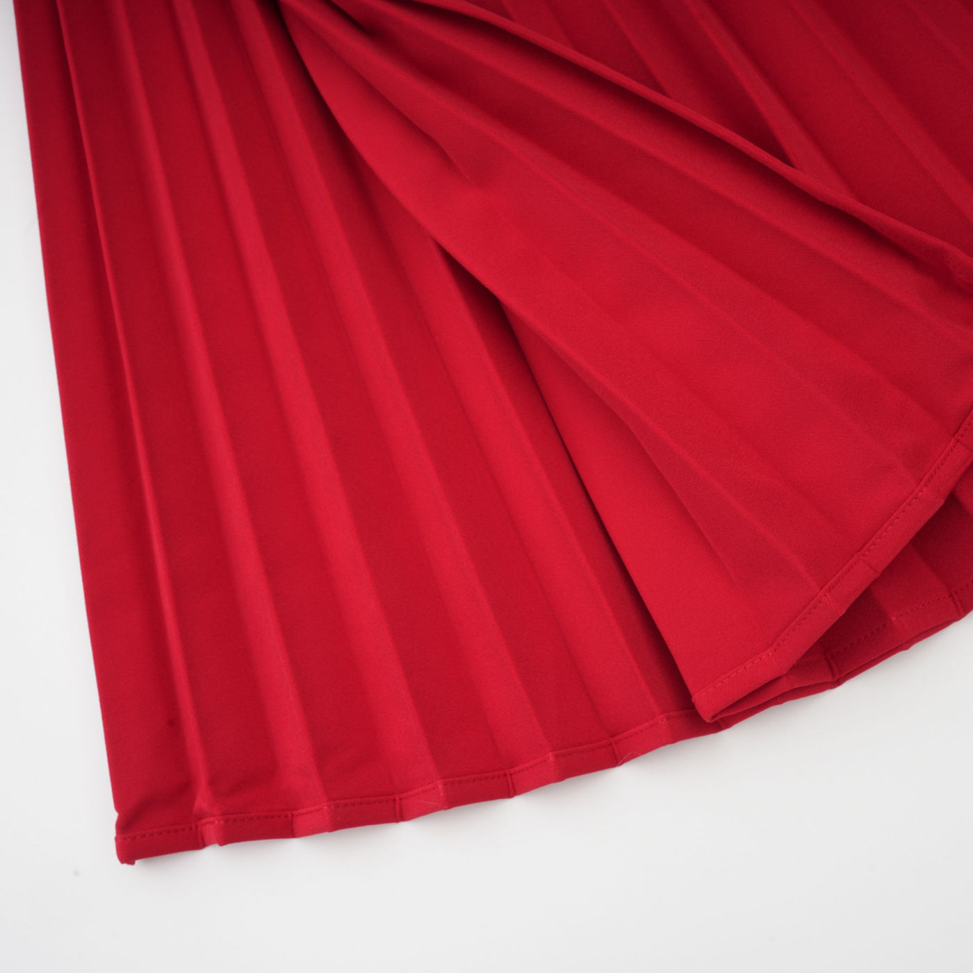 Valentine Red Pleated Maxi Dress with High Slit