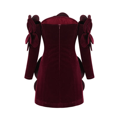 Azura Red Floral Appliqué Mini Dress