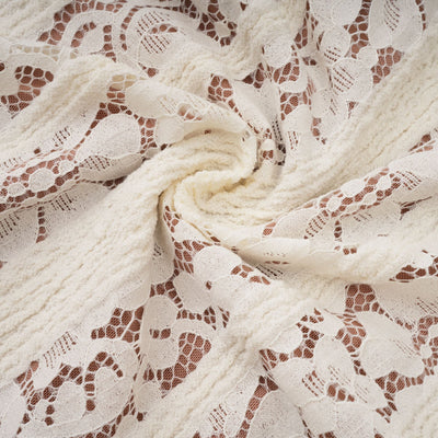 Émeline floral lace flared-cuff maxi dress in Neutrals