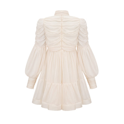 Thibaulte tuck-detail pleated tulle mini dress
