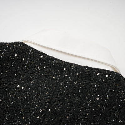 Audrey black sequin panelled tweed mini dress