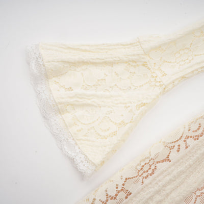 Émeline floral lace flared-cuff mini dress in Neutrals