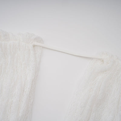 Isoline white semi-sheer lace top & shorts & dress matching set
