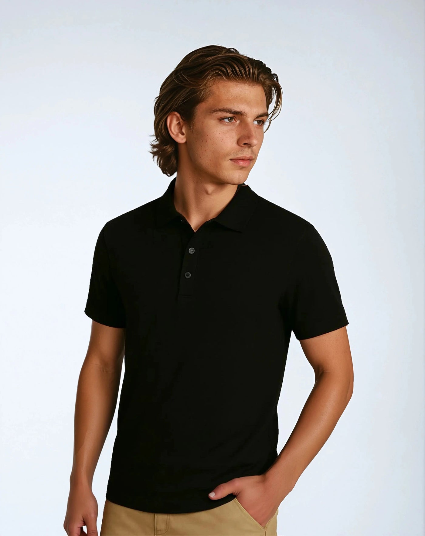 Knitted Cotton-Blend Polo with Button Closure