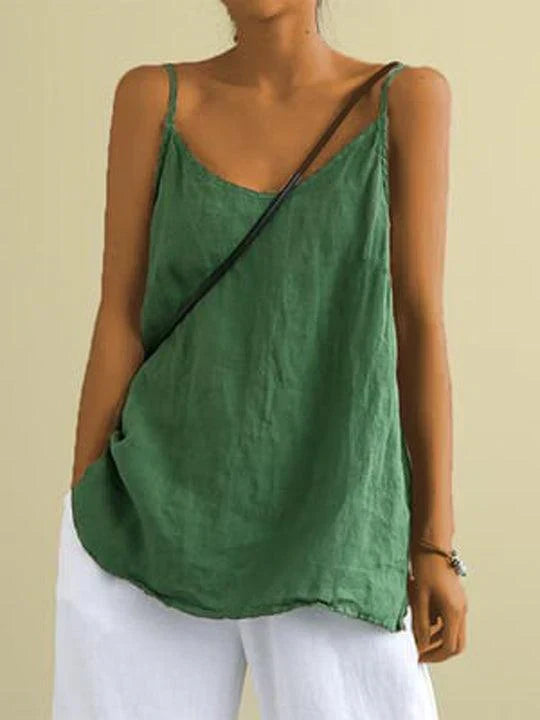 Linen Camisole Tank Top with Relaxed Lightweight Fit