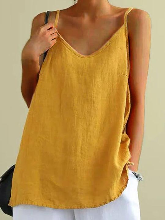 Linen Camisole Tank Top with Relaxed Lightweight Fit
