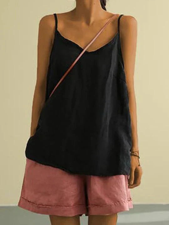Linen Camisole Tank Top with Relaxed Lightweight Fit