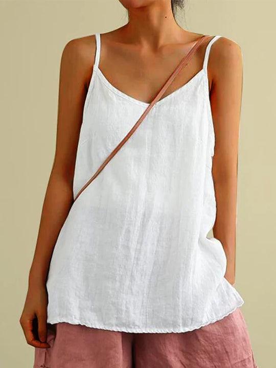 Linen Camisole Tank Top with Relaxed Lightweight Fit