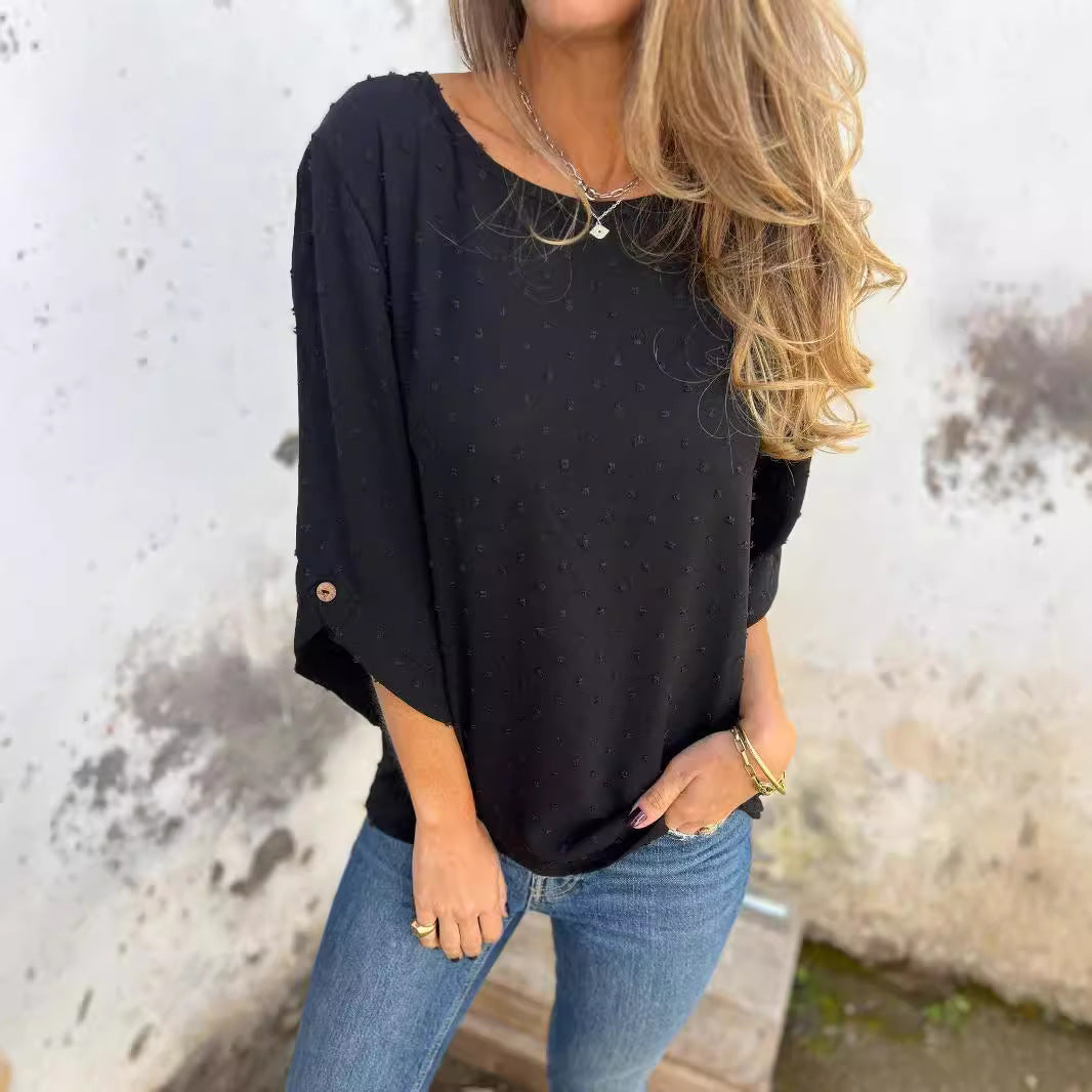 Relaxed Long Sleeve Knit Top with Soft Everyday Fit