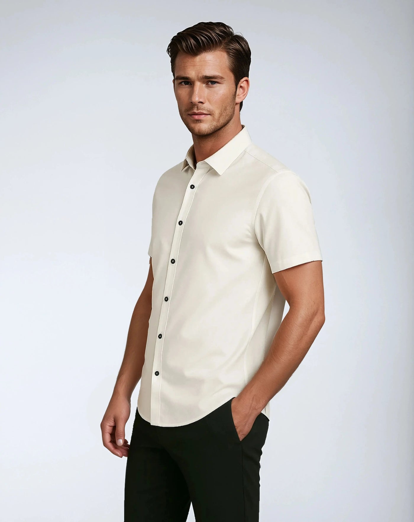 Polyester T-Shirt with Button Closure