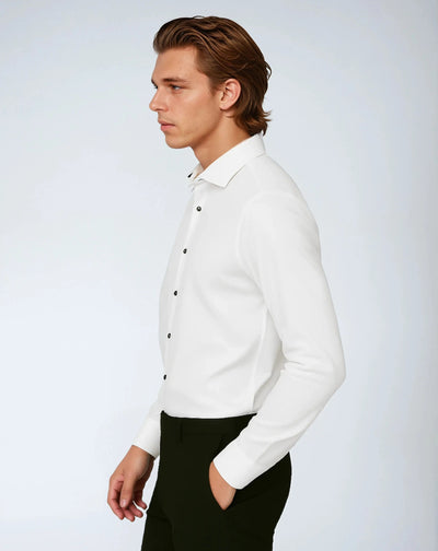 Polyester Stretch Shirt with Button Closure