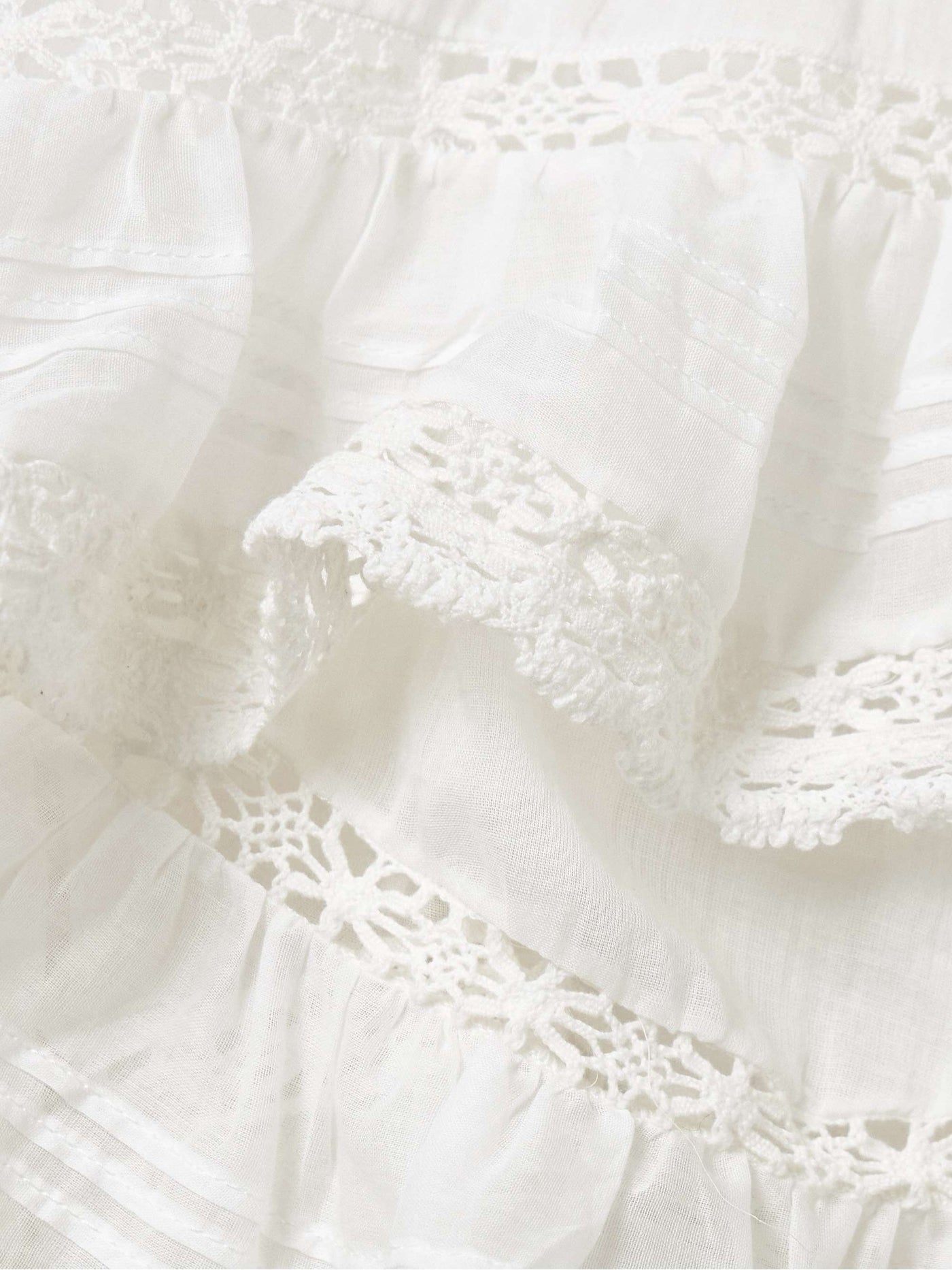 White Ruffled Lace Trim Cotton Shirt and Shorts Set