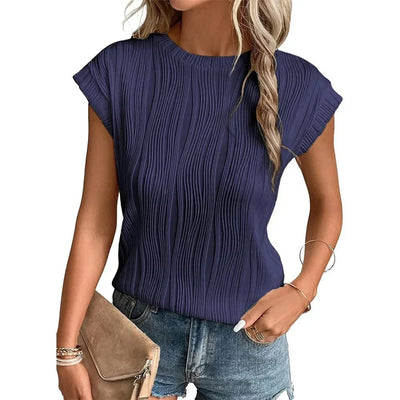 Amy - Wave Pattern Round Neck Top