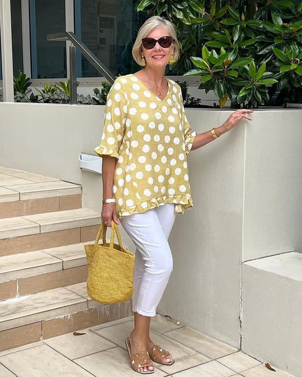 Polka Dot Tunic Top with Relaxed Flowy Fite