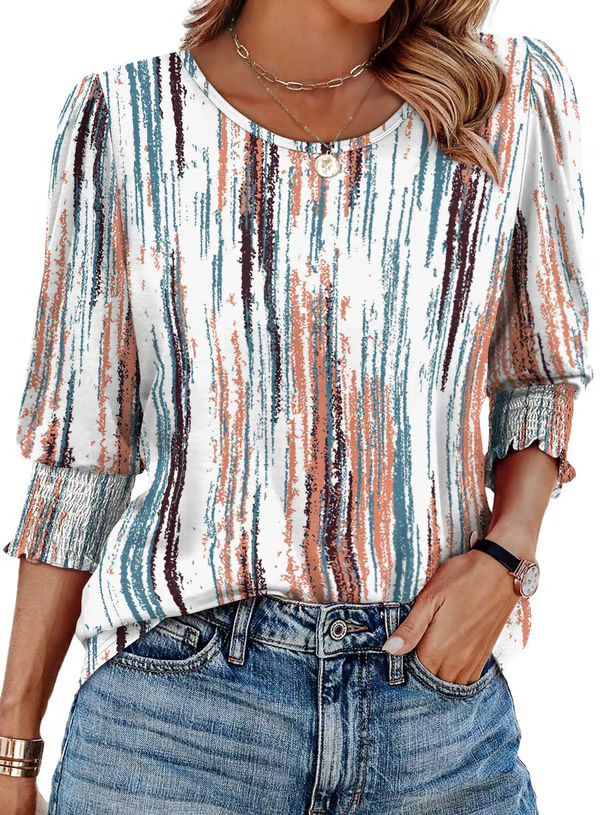 Printed Long Sleeve Blouse with Relaxed Everyday Fit