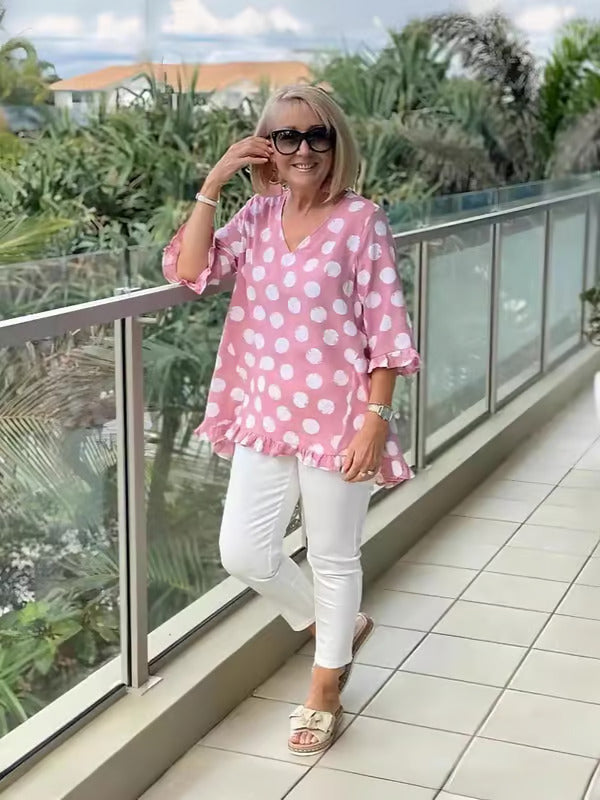 Polka Dot Tunic Top with Relaxed Flowy Fite