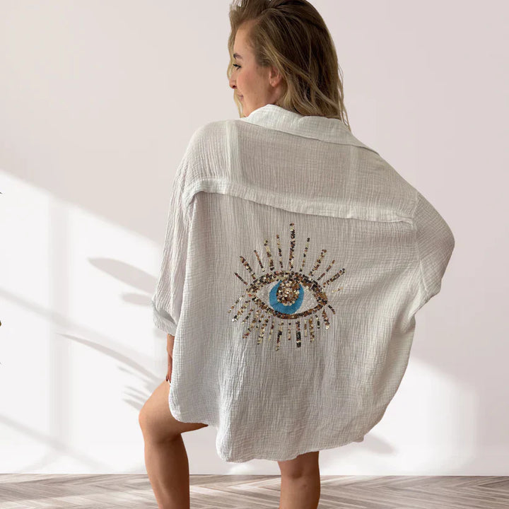 Oversized Graphic Beach Shirt with Relaxed Fit