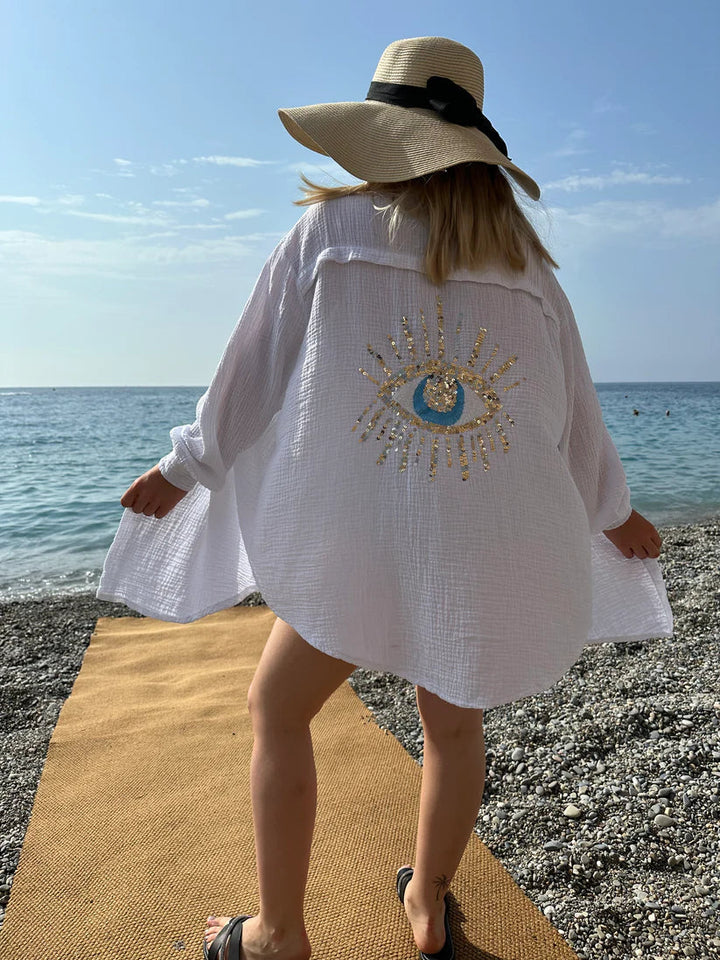 Oversized Graphic Beach Shirt with Relaxed Fit
