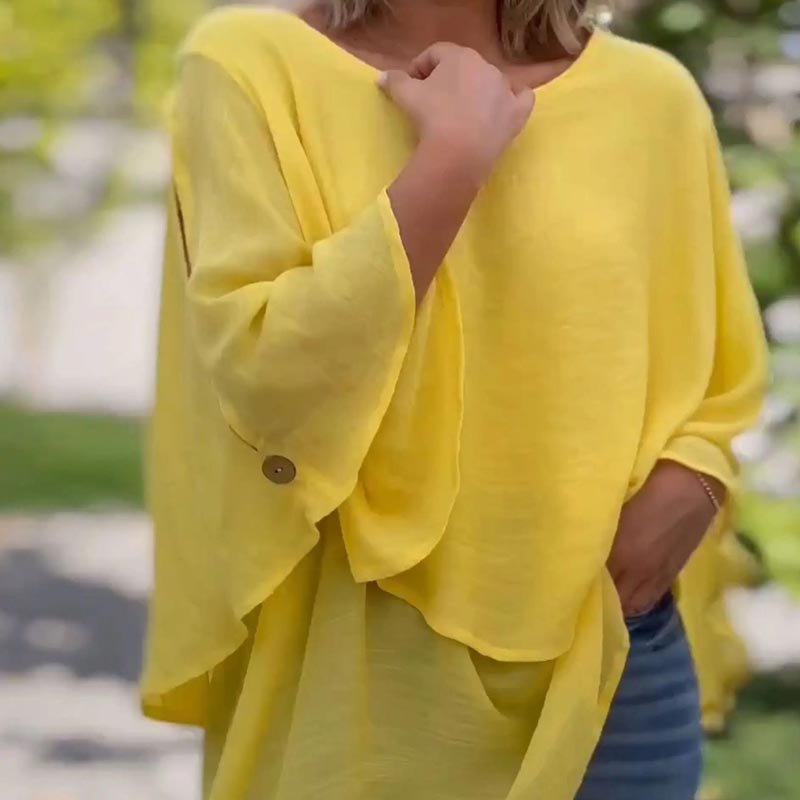 Flowy Layered Long Sleeve Blouse with Relaxed Fit