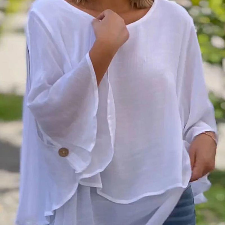 Flowy Layered Long Sleeve Blouse with Relaxed Fit