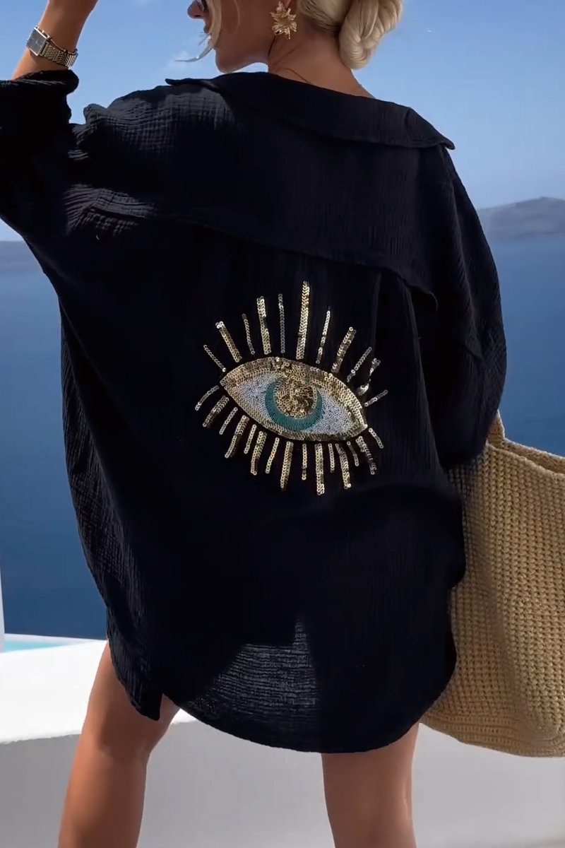 Oversized Graphic Beach Shirt with Relaxed Fit