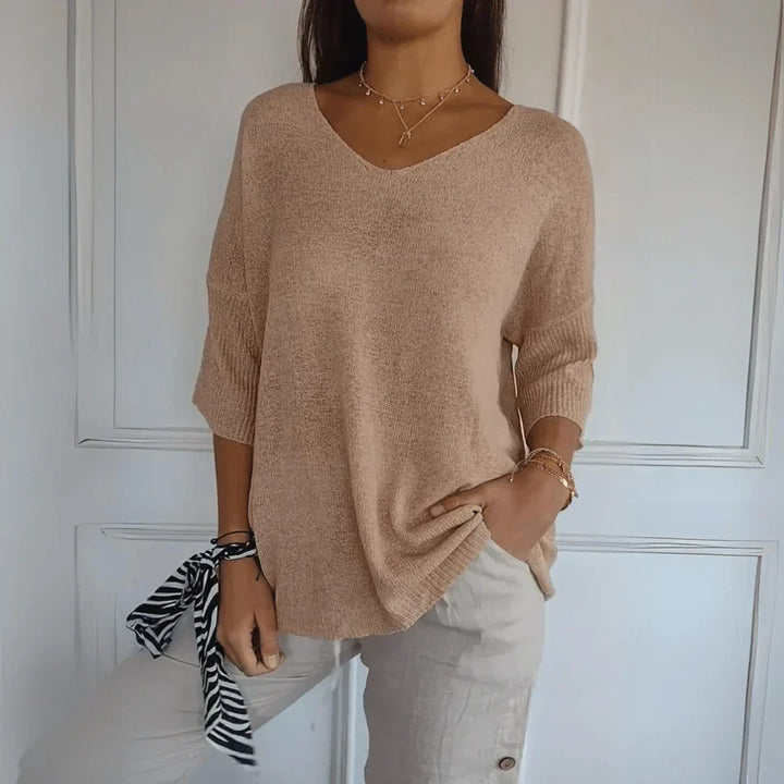 Soft V-Neck Knit Top with Relaxed Everyday Fit