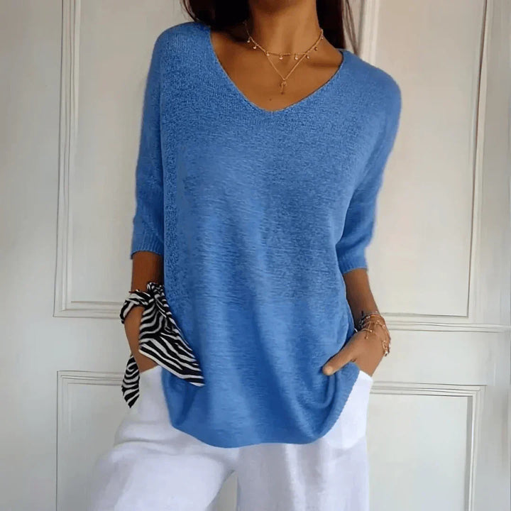 Soft V-Neck Knit Top with Relaxed Everyday Fit