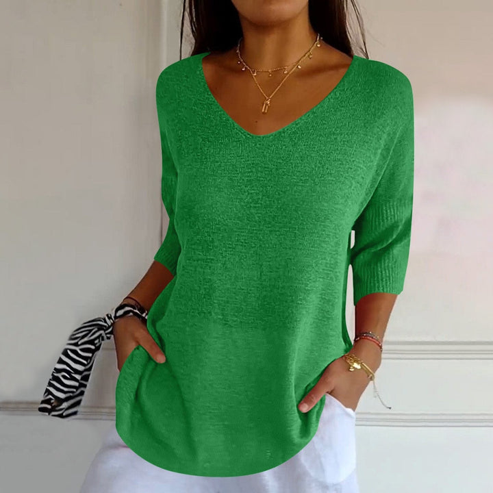 Soft V-Neck Knit Top with Relaxed Everyday Fit