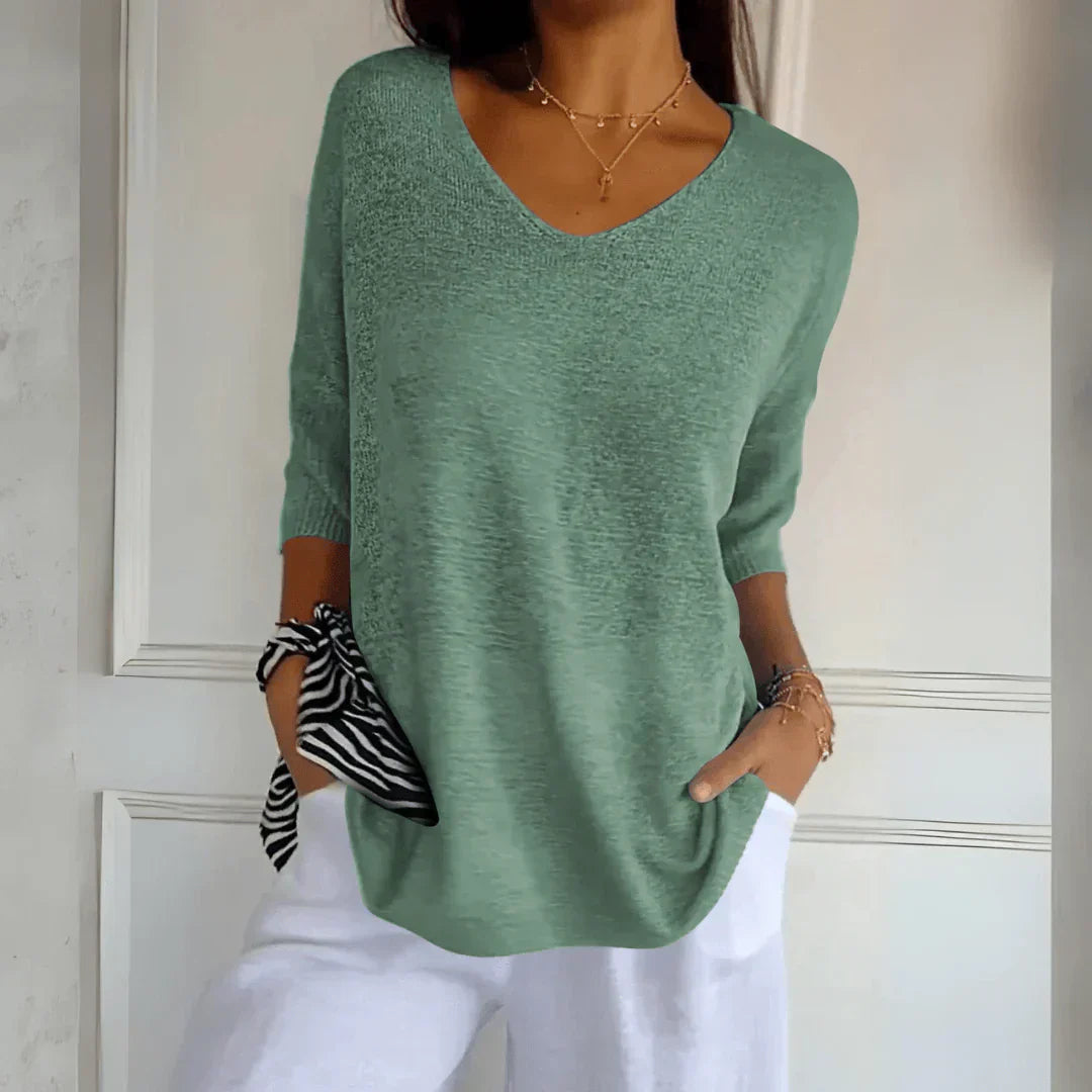 Soft V-Neck Knit Top with Relaxed Everyday Fit