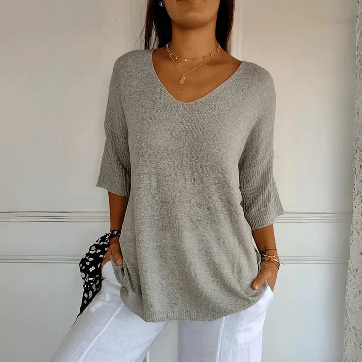 Soft V-Neck Knit Top with Relaxed Everyday Fit
