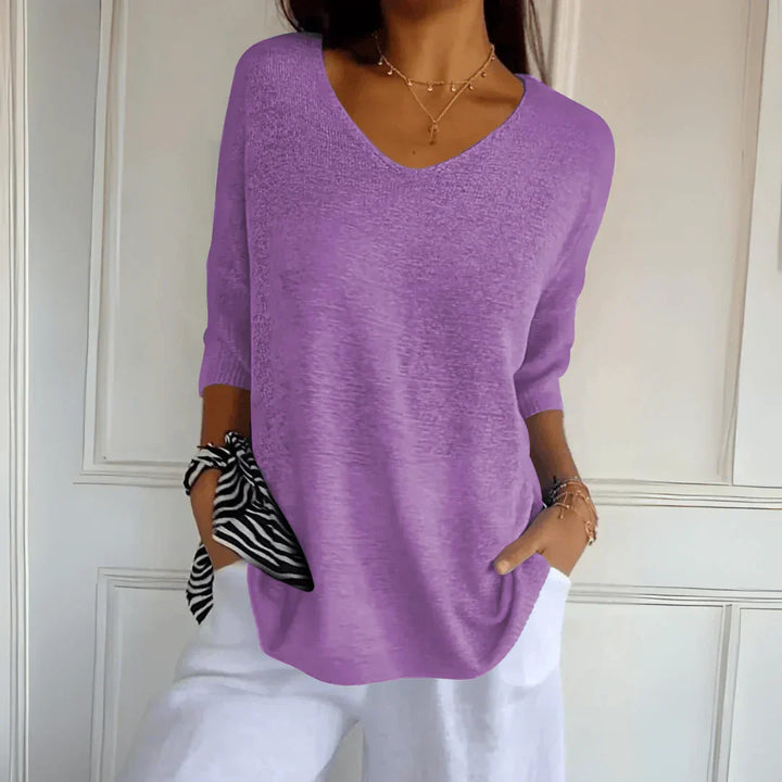 Soft V-Neck Knit Top with Relaxed Everyday Fit