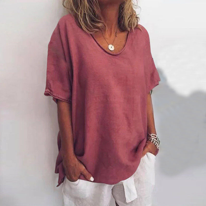 Relaxed Scoop Neck Short Sleeve Top with Casual Fit