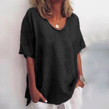 Relaxed Scoop Neck Short Sleeve Top with Casual Fit