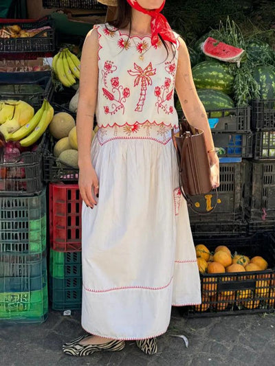 Casual Holiday Sleeveless Printed Skirt Set