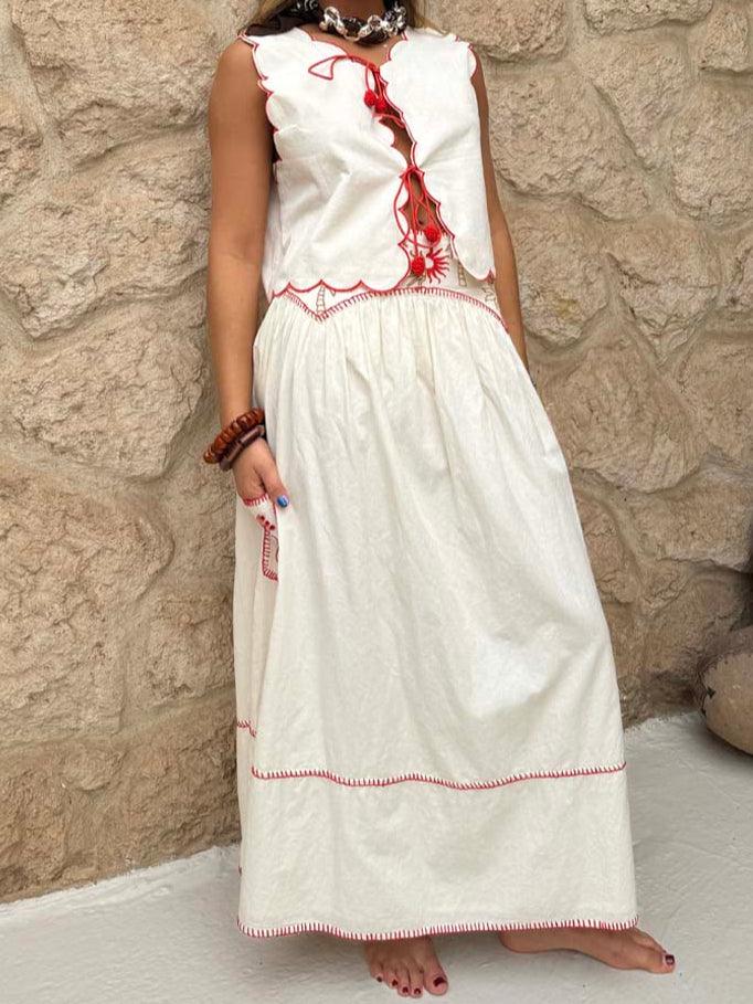Casual Holiday Sleeveless Printed Skirt Set