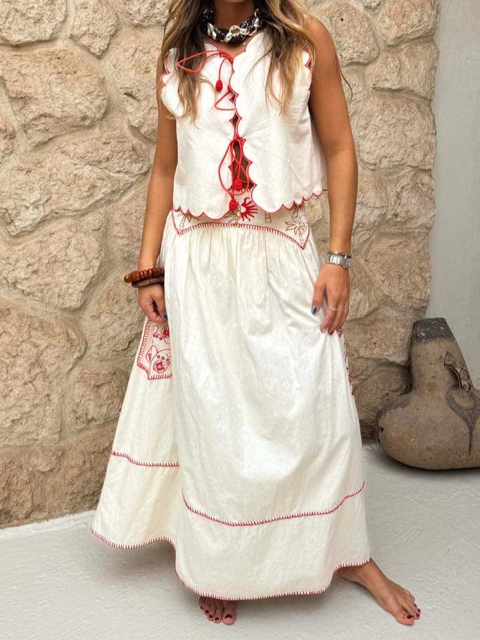 Casual Holiday Sleeveless Printed Skirt Set