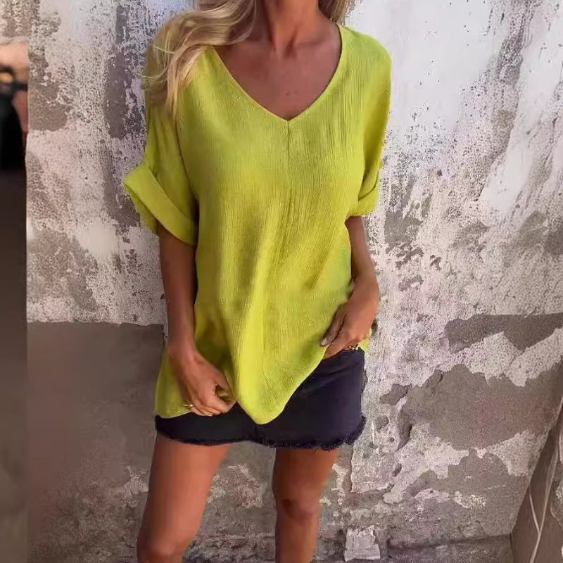 Oversized Sheer Short Sleeve Top with Relaxed Fit