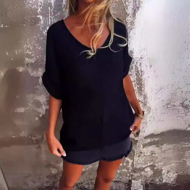 Oversized Sheer Short Sleeve Top with Relaxed Fit